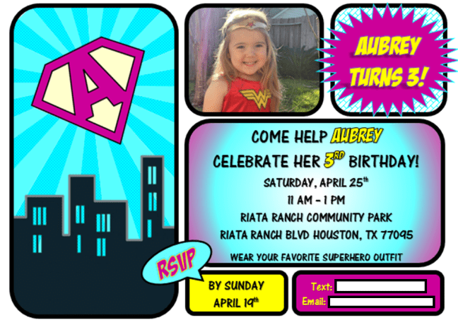 Girl Superhero Invite_GiggleFish Creations
